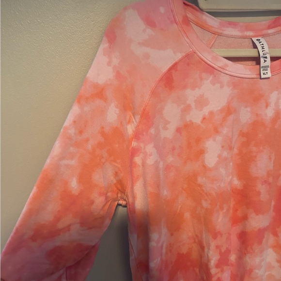 Athleta Mindset Tie Dye Lightweight Sweatshirt Pink Orange Colourway XL Tall - Picture 4 of 7